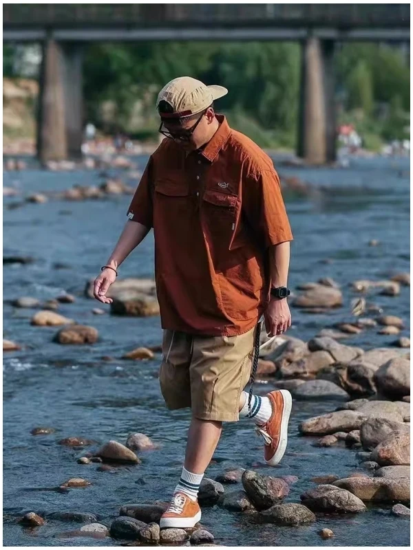 

Мужская рубашка свободного кроя с коротким рукавом, повседневная, на пуговицах, летняя, новинка, специальный размер 300 Pou