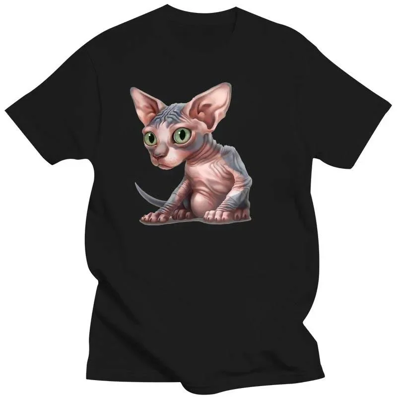 Men Clothing The Sphynx Cat Print Classic T-Shirt Summer Fashion Women Short Sleeve Naughty Clever Kitten Tees Streetwear