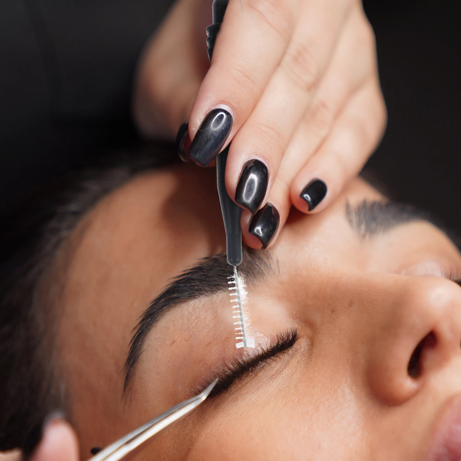 

60 Pcs Eyebrow Brush Lamination Micro Brushes Package for Eyebrows with Hat Angled Chemical Fiber