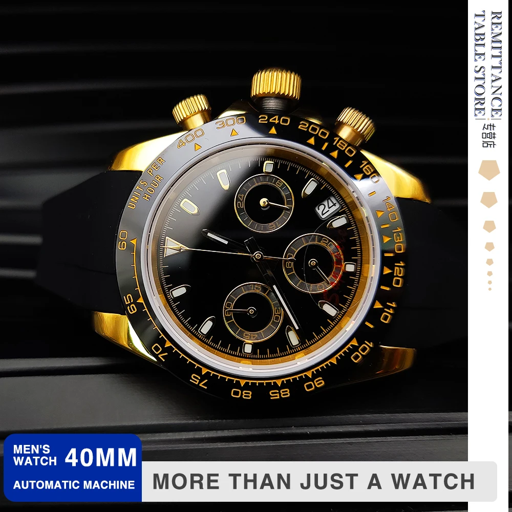 

The latest luxury gold panda eye quartz watch VK63 caliber sapphire crystal gold-plated waterproof case three-eye chronograph