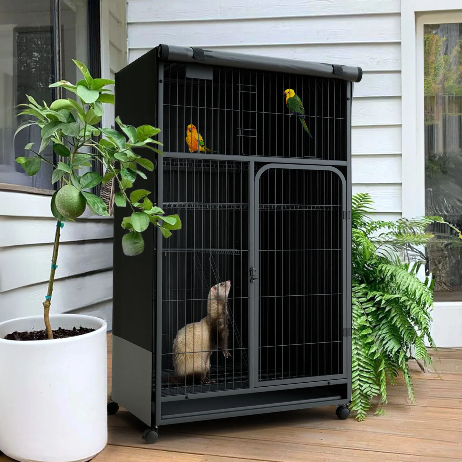 Bird Cage Cover Out Birdcage Cover Durable Breathable Washable Material for Night Heavy Duty Waterproof Pet Parrot ferret Cover images - 6