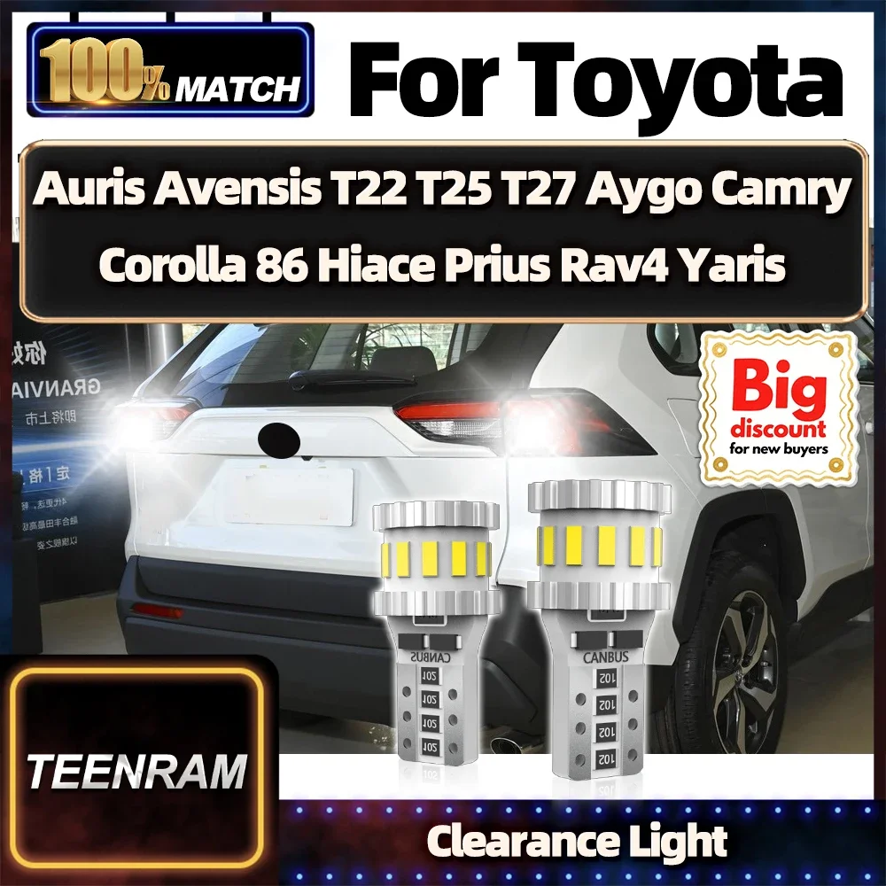 

Roadsun For Toyota Auris Avensis T22 T25 T27 Aygo Camry Corolla 86 Hiace Prius Rav4 Yaris 2X Car LED Canbus Clearance Light Bulb