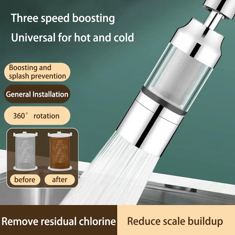 Kitchen Faucet Filter Three-speed Adjustment Water Purifier Tap Water Household Anti-splash Water Booster Extender Bubbler