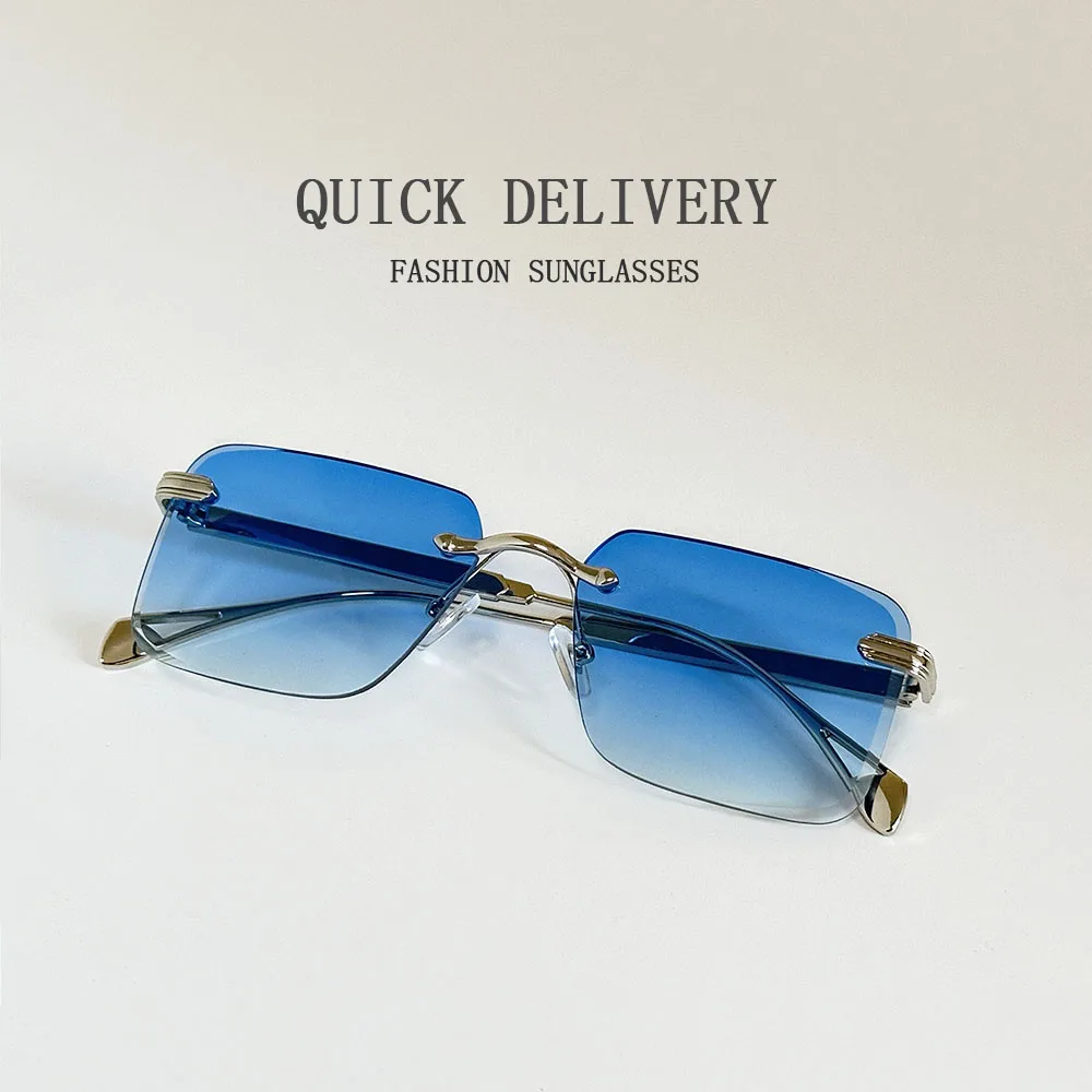 Fashion Rimless Sunglasses Women Luxury Outdoor Sunglasses For Men Vintage Trending Glasses Designer Lentes Oculos Dropshipping