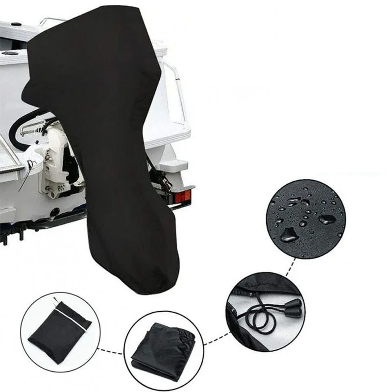 Motorbootsabdeckung PA wasserdichte regensichere Bootsabdeckung, Yachtbootsmotorabdeckung, 420D Bootsabdeckung 6–225 PS, einfach und tragbar – Detail 2