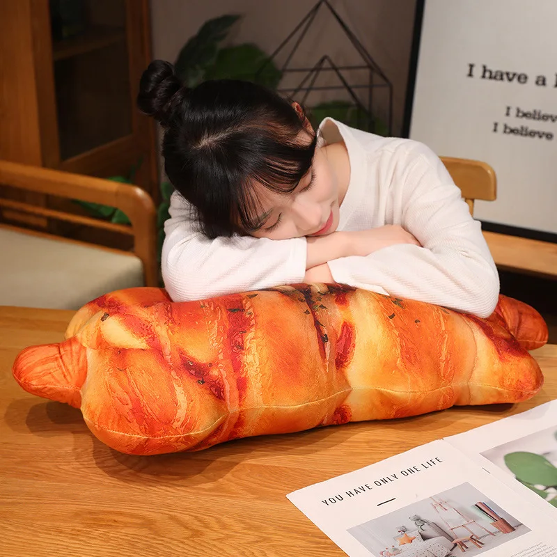 1pc 20cm/7.87インチロングバターブレッドスロー枕、クリエイティブで面白いバゲット、トースト、ぬいぐるみ、クッション、プリントパン