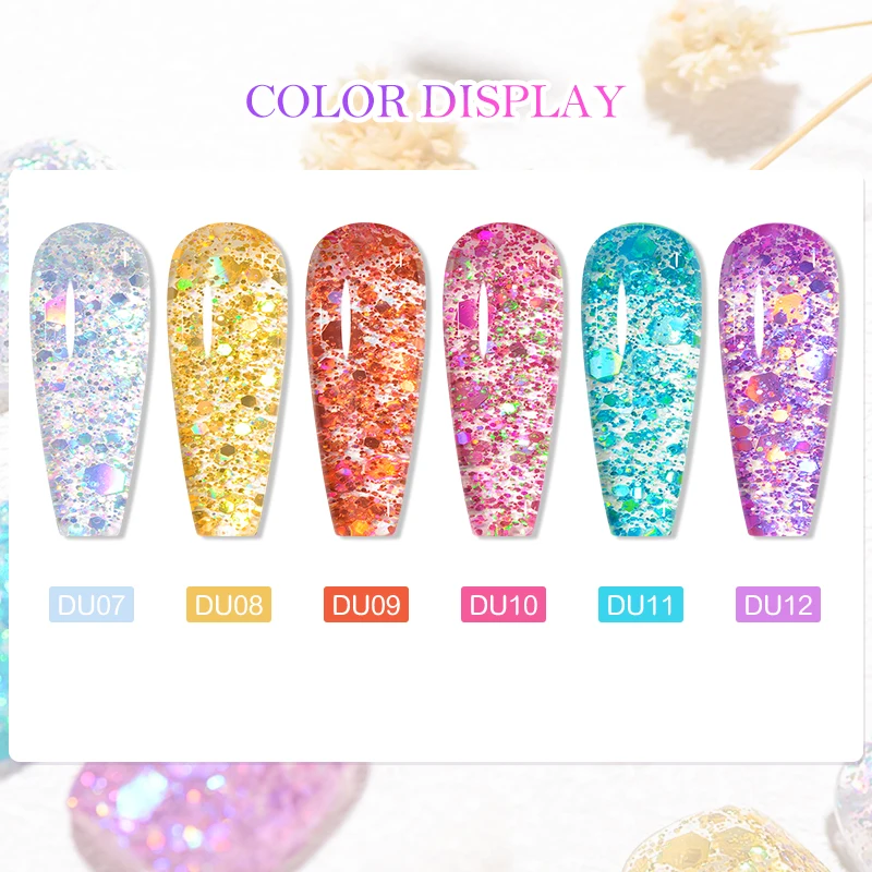 Mtssii Shining Glitter Sequins Nail Gel Polish Blue Color 8ml Soak Off UV LED Semi-Permanent Varnish For DIY Nail Art Manicure