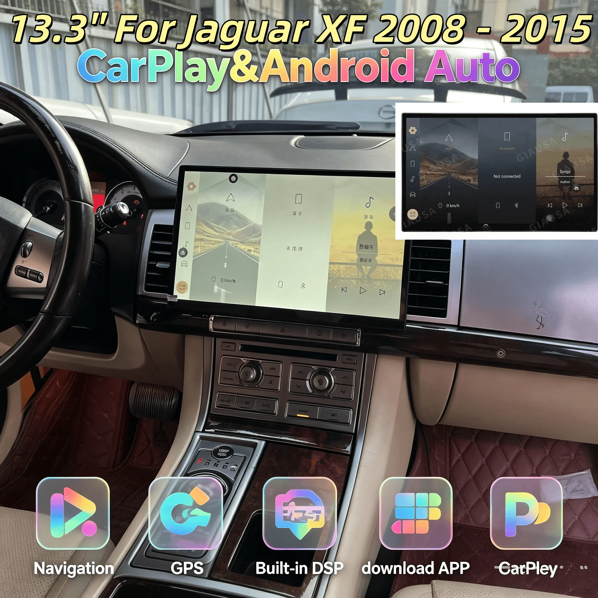 Reproductor Multimedia DSP de 13.3 Pulgadas para Jaguar XF 2008-2015, CarPlay, Navegación GPS, Android 14, Autoestéreo, Radio para Auto