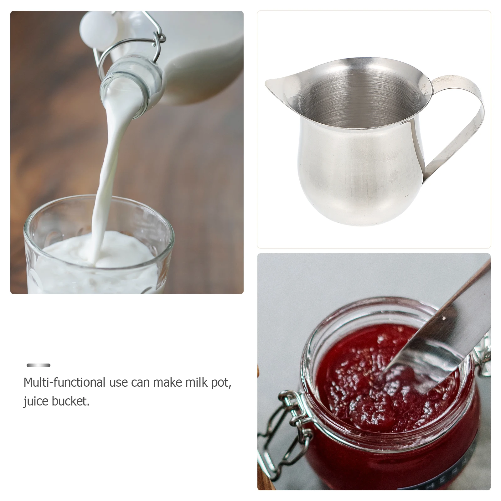 

6 pcs Small Milk Cups Stainless Steel Smooth Round Multi-Functional Kitchen Supplies Coffee Frothing Pitchers Practical Beverage