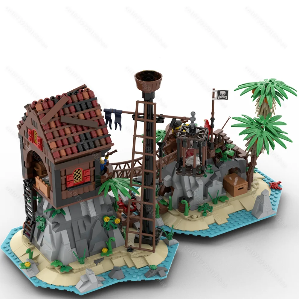 New 1383PCS medieval Pirate Series MOC Forbidden Island DIY creative ideas children Toy birthday Gift building blocks MOC-6270