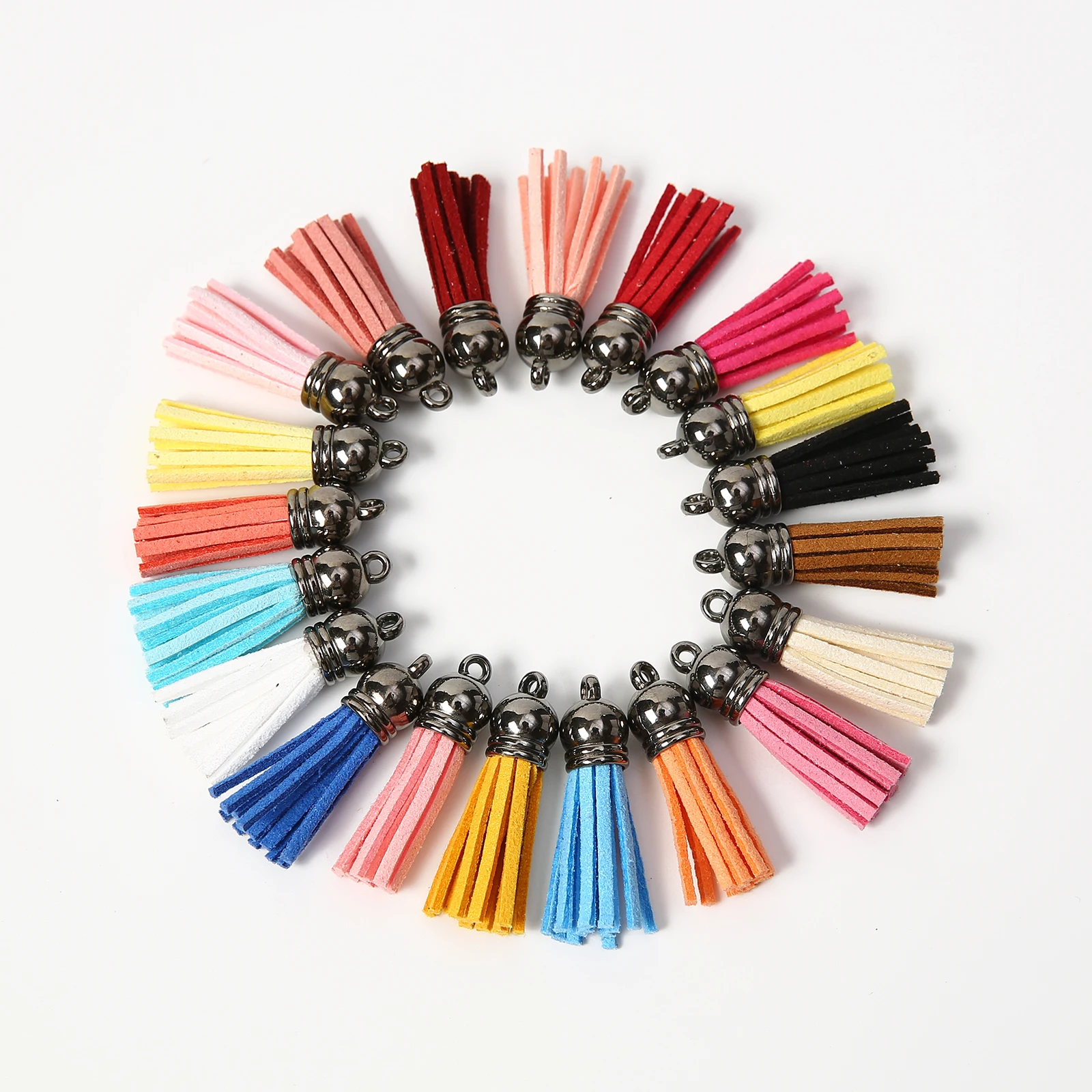 20 Pcs New Fashion Leather Tassel Key Chain Women Cute Tassel KeyChain Bag Accessory   Car Key Ring Fringe Jewelry