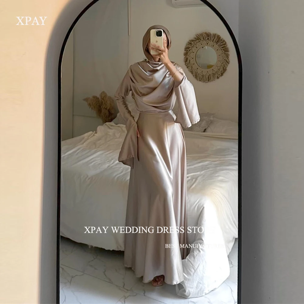 

XPAY Muslim Arabic Women Evening Dresses Formal Party Dress Pleats Floor length Prom Gowns Special Occasion Dress 2024 Plus size