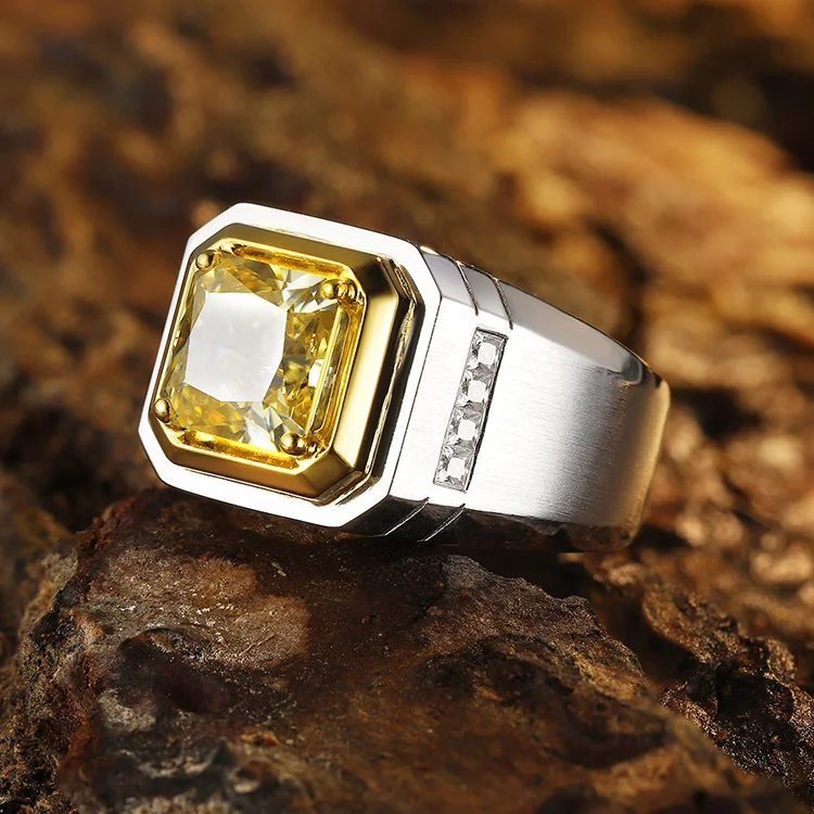 Imagem -04 - Anel Amarelo de Diamante Moissanite para Homens Joias com Corte Radiante Prata Esterlina 925 30 Quilate