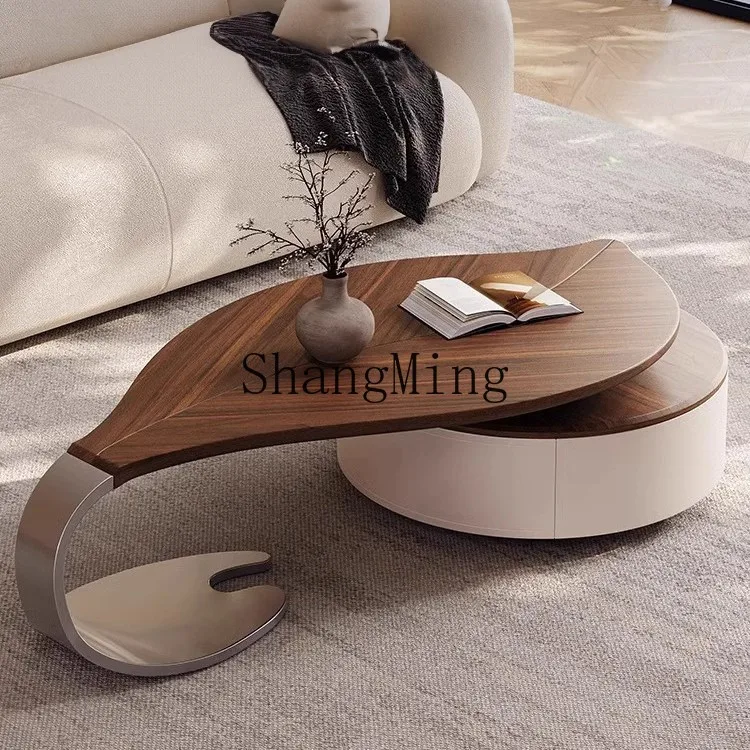 

CL Style Vintage Solid Wood Walnut Coffee Table Internet Celebrity Metal Living Storage Cabinet Villa High-End Feel