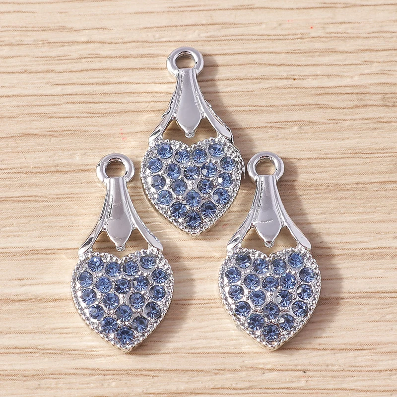 10 Stück 12x24mm Zarte Kristall-Liebesherz-Anhänger für Schmuckherstellung, Halsketten, Ohrringe, Armbänder, DIY-Bastelzubehör – Detail 4