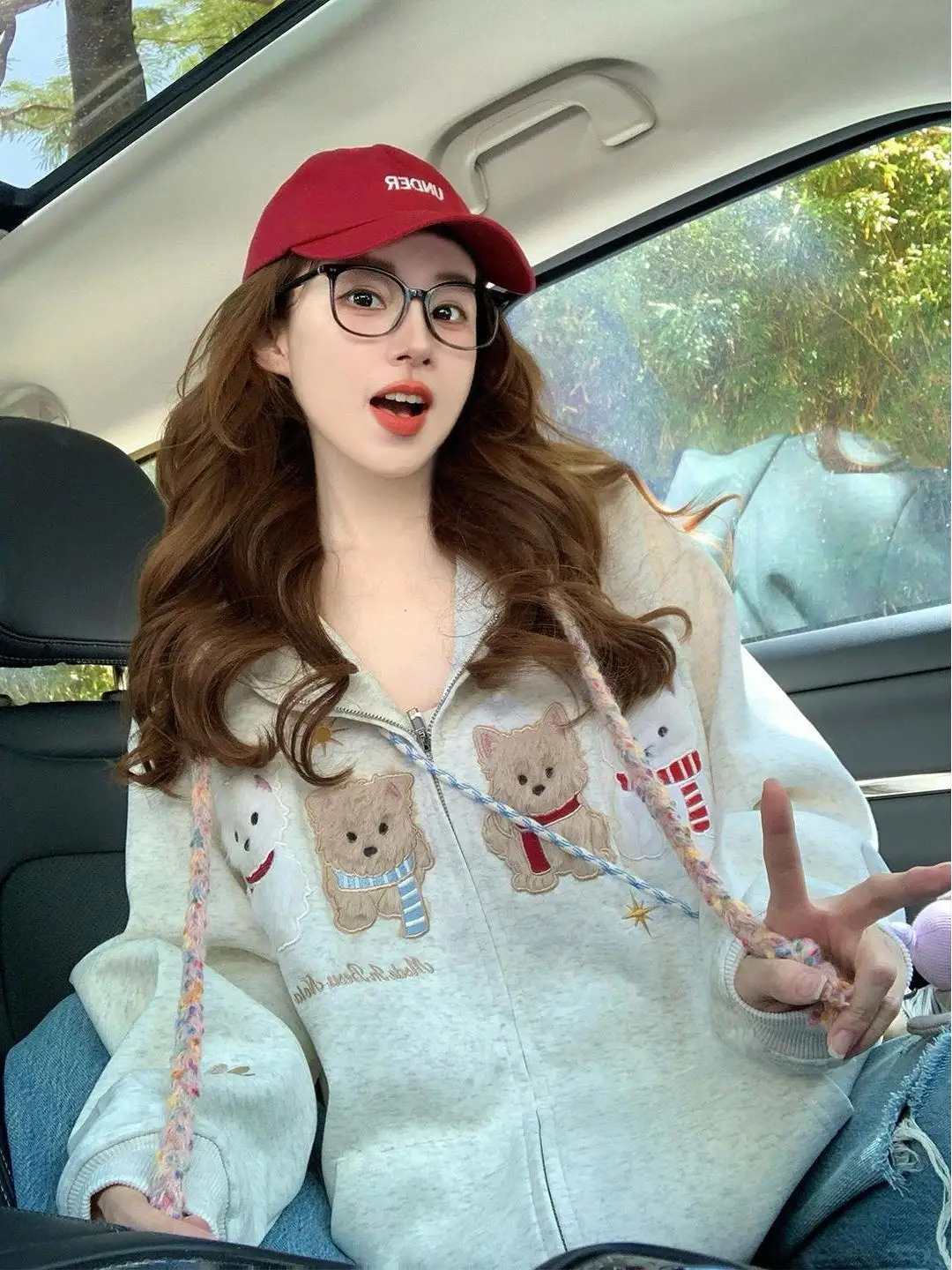 

Женская толстовка-кардиган в американском стиле с вышивкой собаки, свободного кроя, с капюшоном, для осени и зимы, новинка
