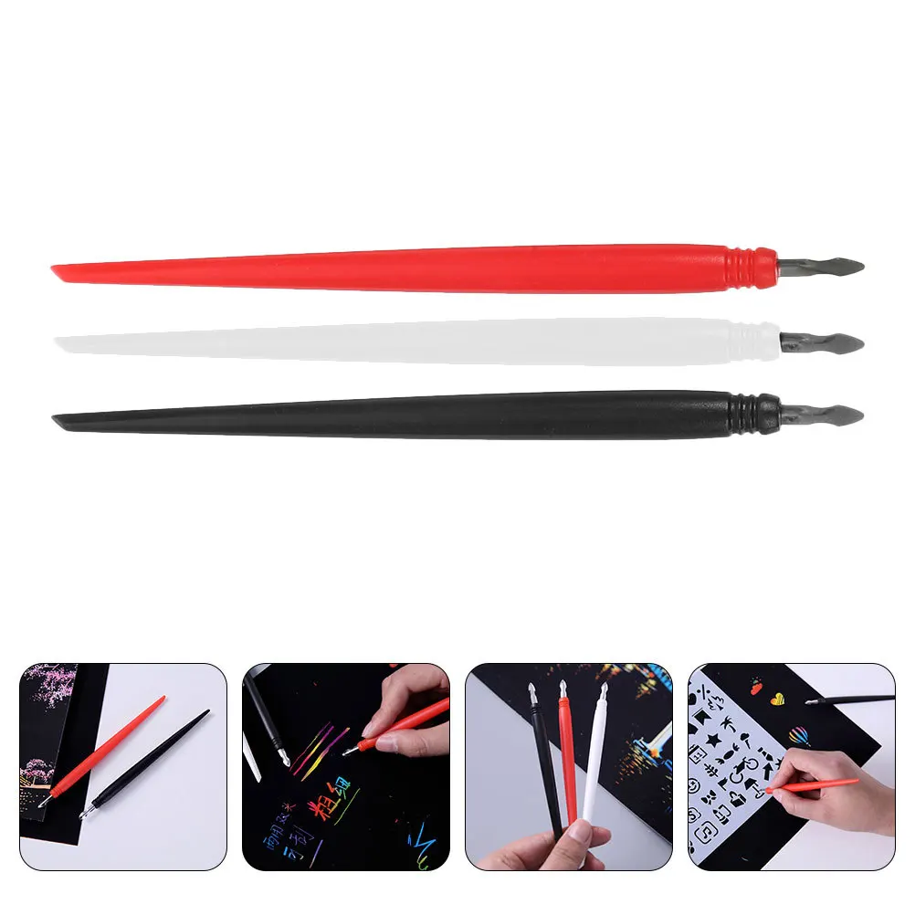 

12 pcs Scratch Painting Pens Metal Tip Reusable Scratch Stylus For Diy Art Craft Kids Adults Drawing Tool Set Scratching
