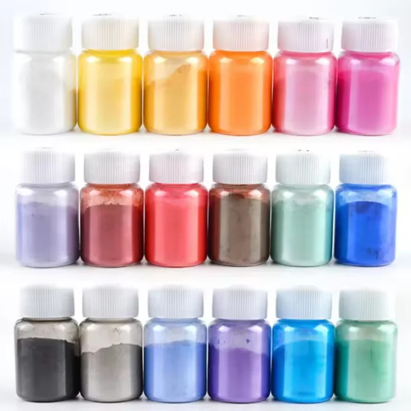 Kit de pigmento epoxi en polvo de mica nacarado de 20ml, accesorios para hornear, polvo mineral de mica natural, joyería artesanal, velas artesanales
