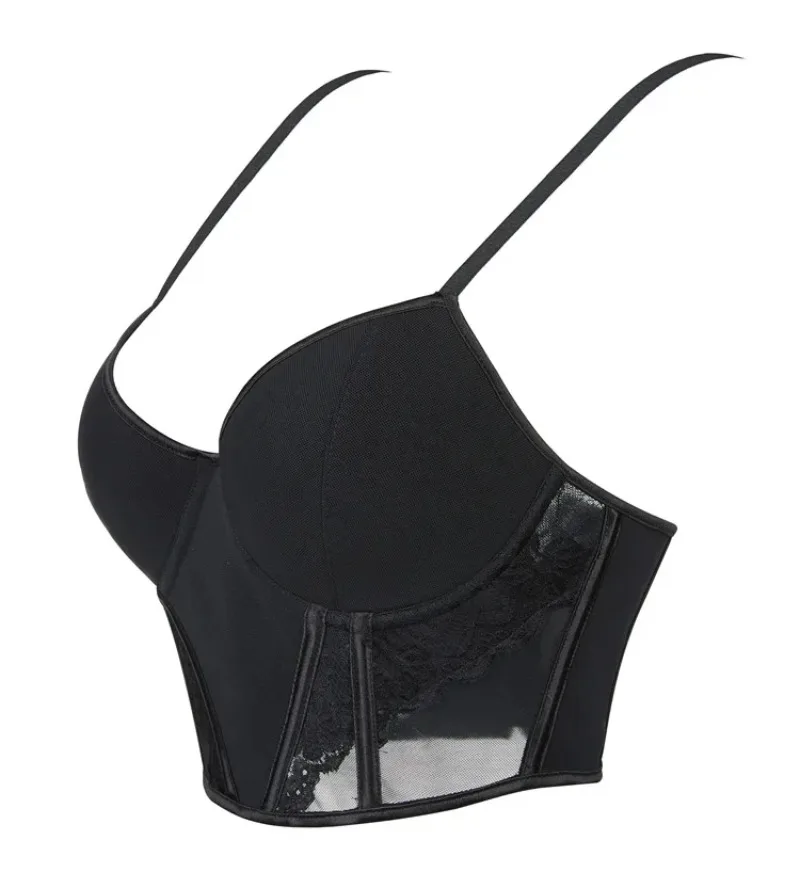 

Сексуальный черный полупрозрачный бюстгальтер в сетку с эффектом пуш-ап, женский топ, корсет, бюстье, жилет, клубный укороченный топ для вечеринок, элегантное нижнее белье