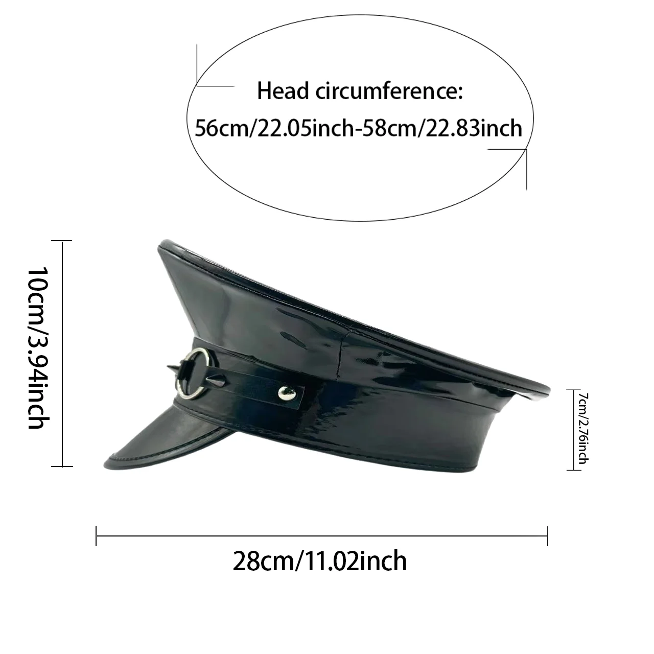 HongLuan Laser lederen kapiteinshoed Strass en militaire petten voor dames, Rave Festivals Accessoires & Feestpet Man Cosplay Fem