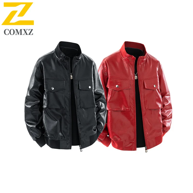 

Men Motorcycle Jacket 2025 Stand Collar Riding Hiking Travel Business Coat Casual Windproof Stylish Slim Fit Outerwear Autumn