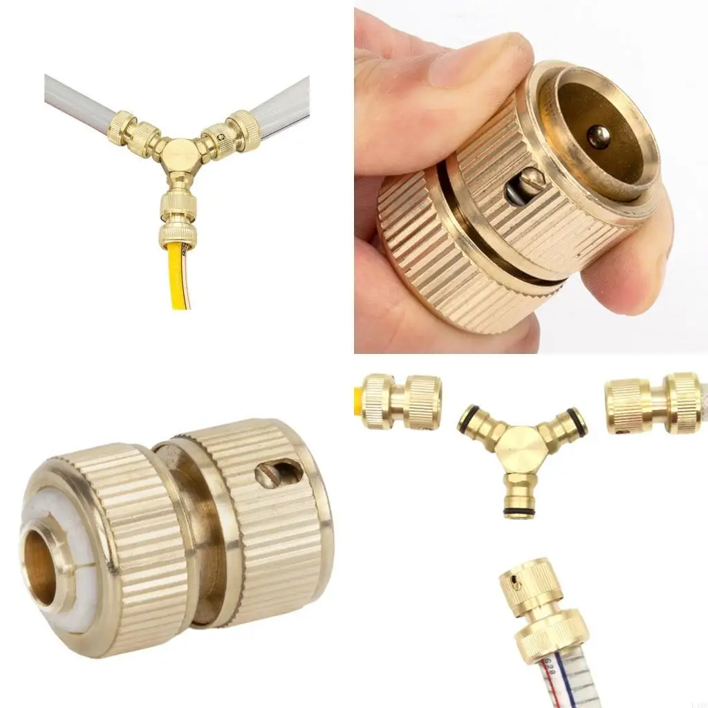 Strong Brass 3 Way Hose Connector Car Wash Adapter Quick Release for Home L4MF