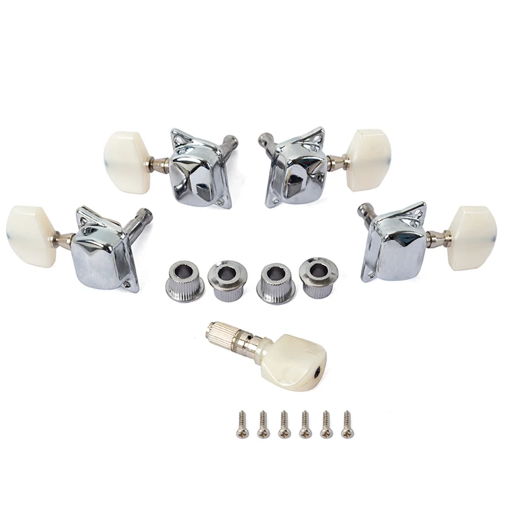

5Pcs Banjo Semi-Closed Tuning Pegs Set Heads Banjo Tuners with 4 Bushings Improve String Stability