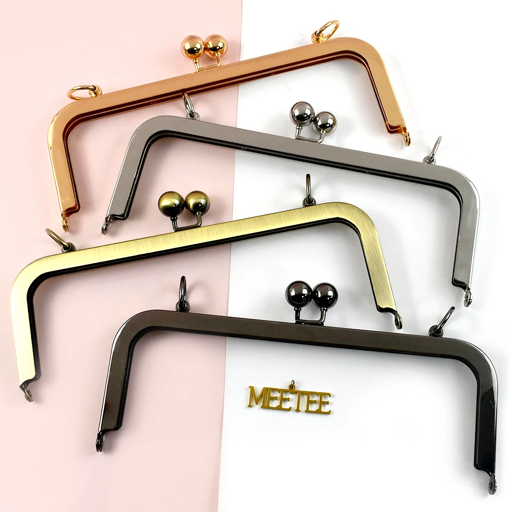 

1/2Pcs 20/25cm Square Metal Handles Smooth Handbag Kiss Clasp Purse Frame Brackets Closure Lock DIY Bags Sewing Accessories