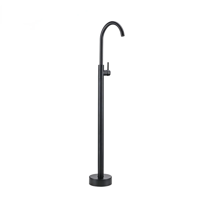 

Bathroom Faucet Matte Black Bathtub Shower Faucet Round Floor Stand Mixer Single Handle Hot Cold Water Tap Bagnolux