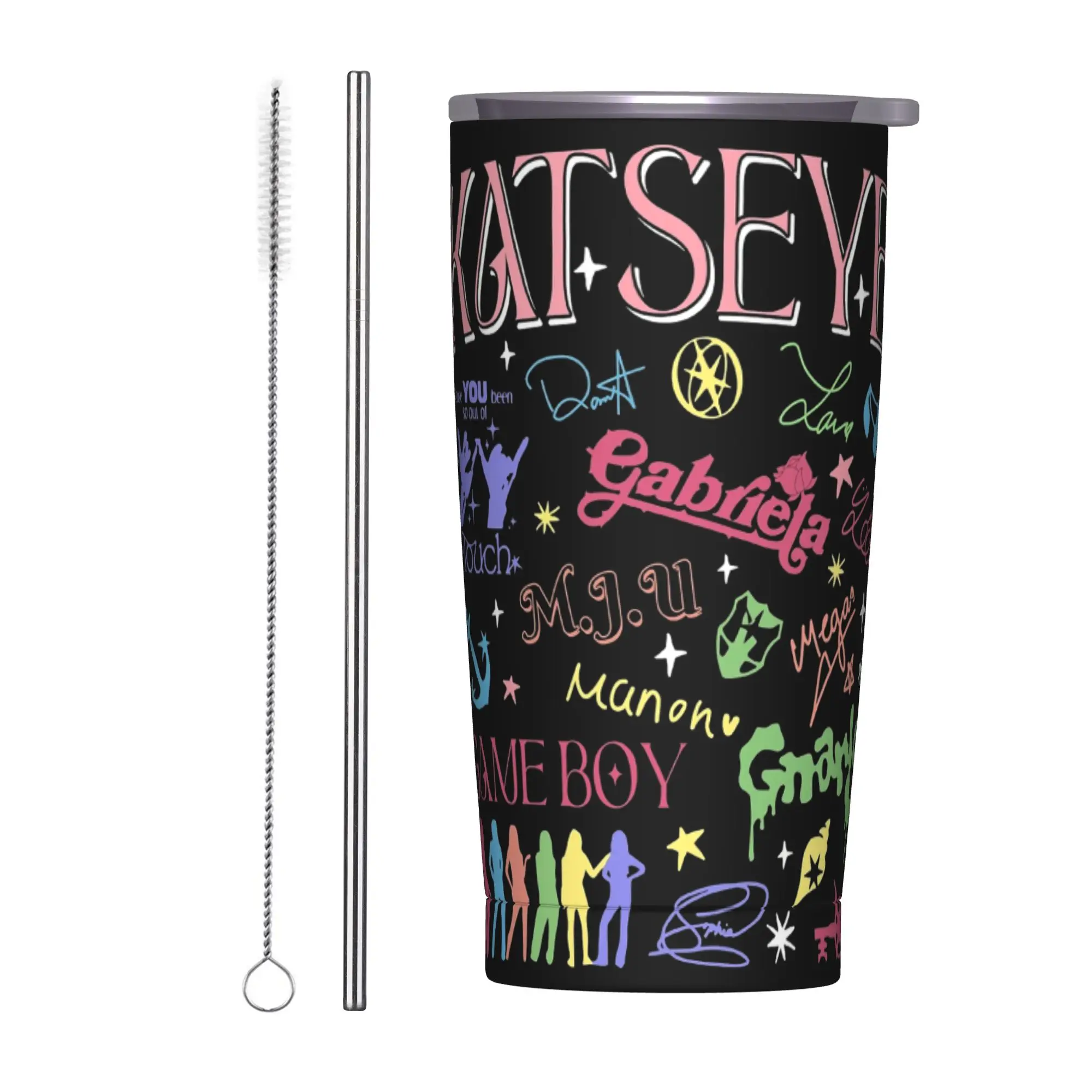 Stainless Steel Tumbler Katseye Kpop Girl Group Coffee Mug  Insulated Cold and Hot Mugs Cup Driving Water Bottle