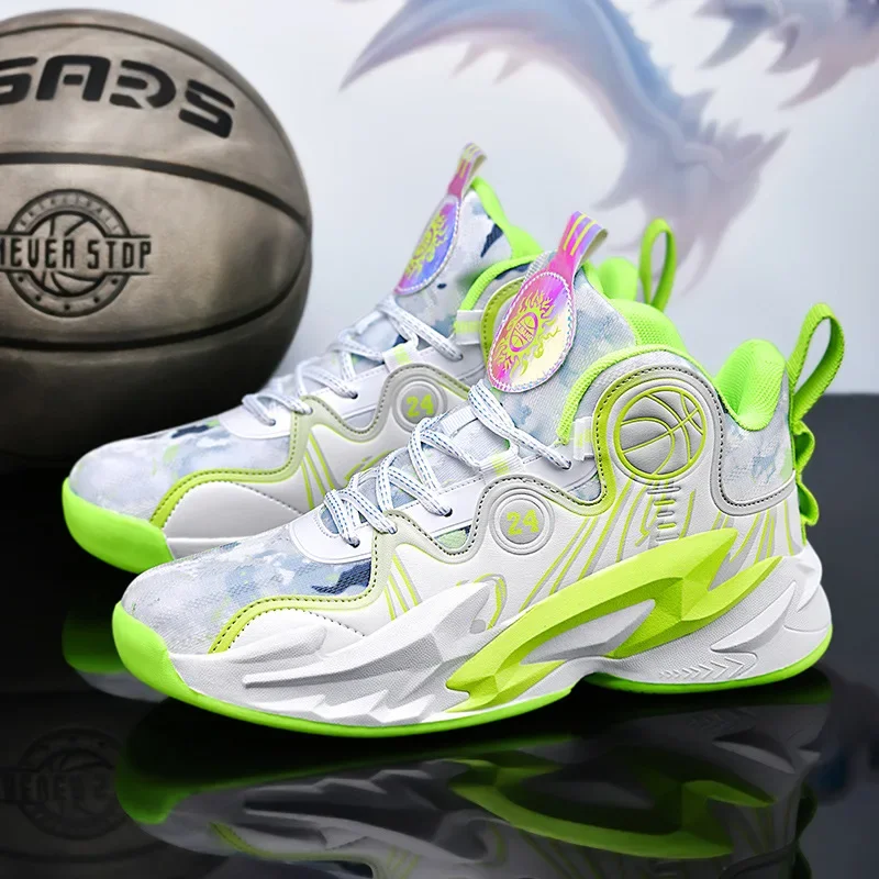 

2024 New High-top Basketball Shoes, Boys' Sports Shoes, and Actual Combat Youth Students' Net Sneakers.