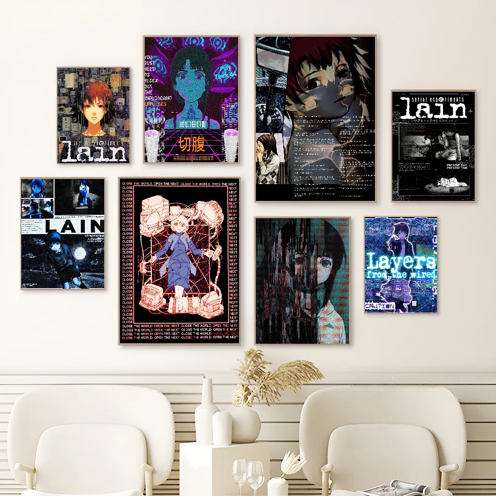 Japan Anime Lain Movie Sticky Posters Vintage Room Bar Cafe Decor Nordic Home Decor