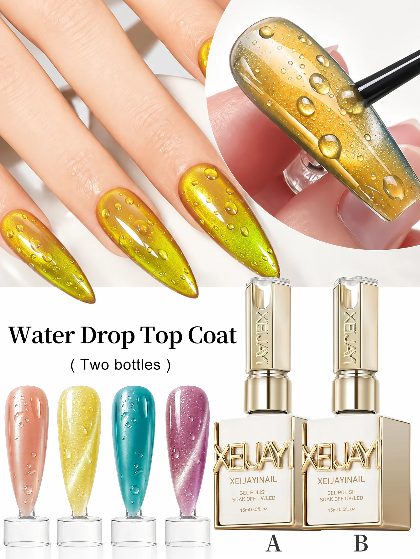 2Pcs 15ml Water Drop Top Coat  - огляд і ціна Cucumber Cooling Gel