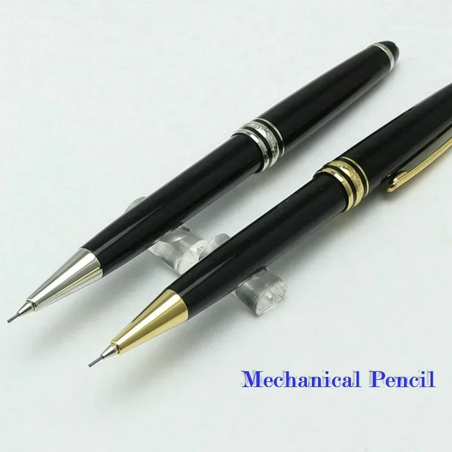 إصدار محدود من قلم الرصاص الميكانيكي MB، مشبك ذهبي من الراتنج الأسود، تصميم خاص، أقلام كتابة معدنية على شكل رقعة الشطرنج، سلسلة كلاسيكية