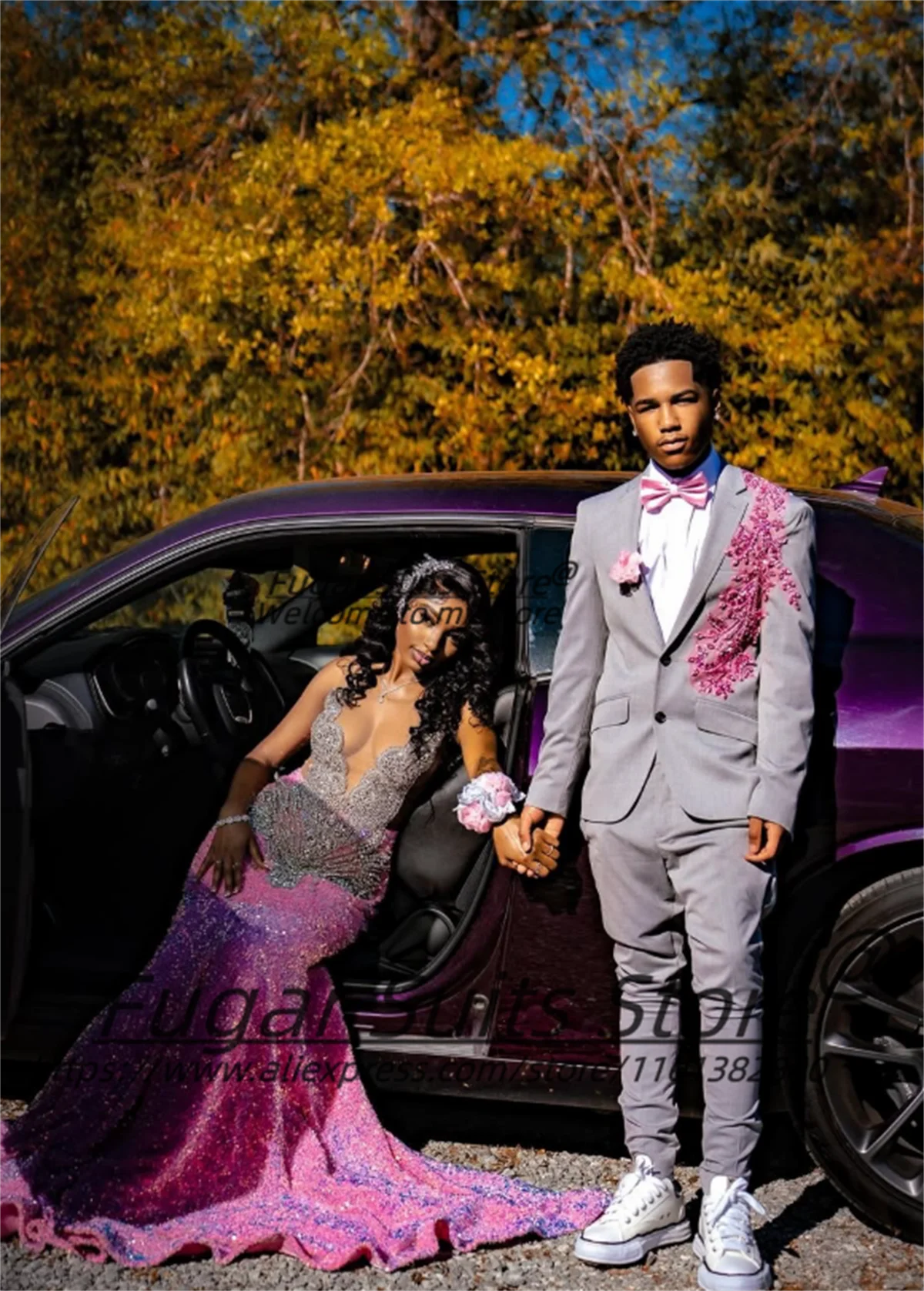 Customized Gray Slim Fit Groom Wedding Tuxedos Shiny Bead Embroidery Men Suits 2 Pieces Sets Male Party Blazers Costume Homme