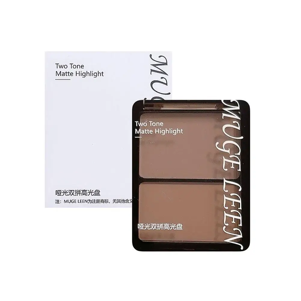 2-kleuren Blush Palette – Highlighter & Blush Compact Shadow, Blusher Shadow, Alles-in-één Highlight Brighten Powder Neusplaat L6W9