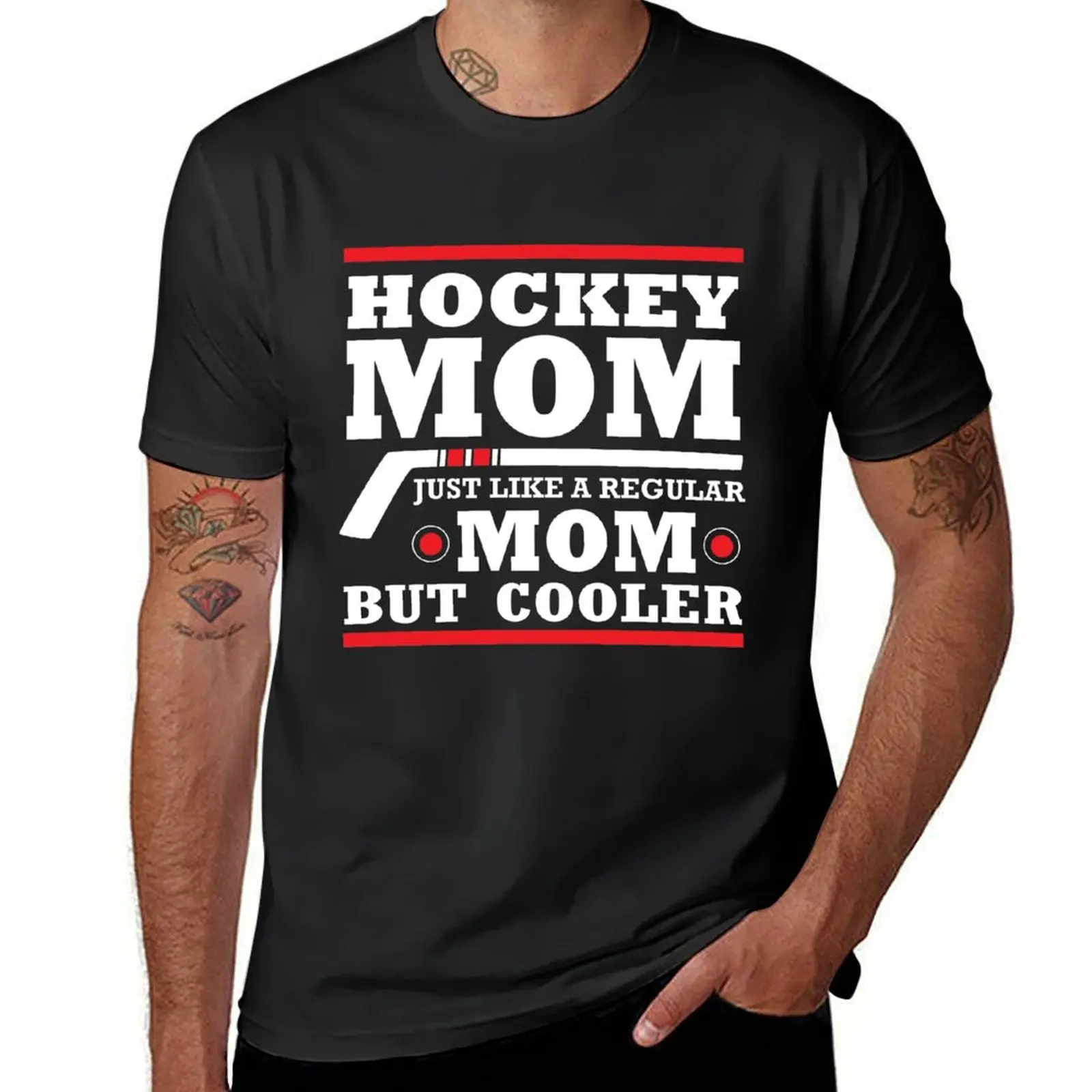 Hockey mom. Like a regular mom but cooler T-Shirt graphics cute tops blacks Men's clothing