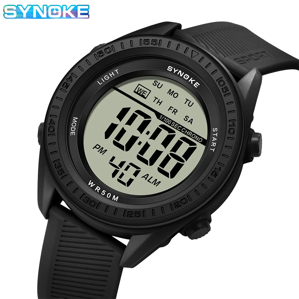 Outdoor Sport Watch Men Alarm Chrono Clock 5Bar Waterproof Military Watches LED Display Shock Digital Watch Thin Synoke Design