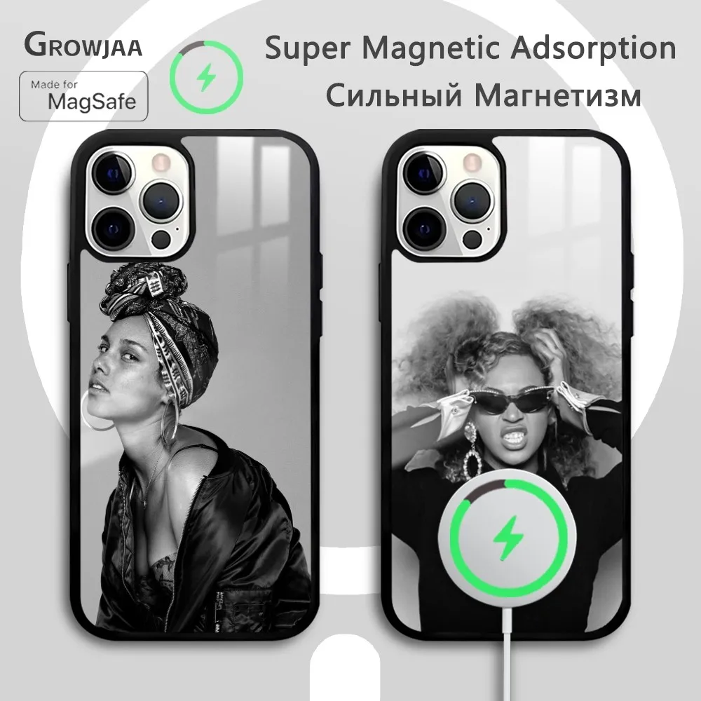 

A-alicia K-Keys Singer Phone Case For IPhone 16 15 14 13 12 11 Pro Max Plus Mini New Magsafe Mirror Wireless Magnetic Cover