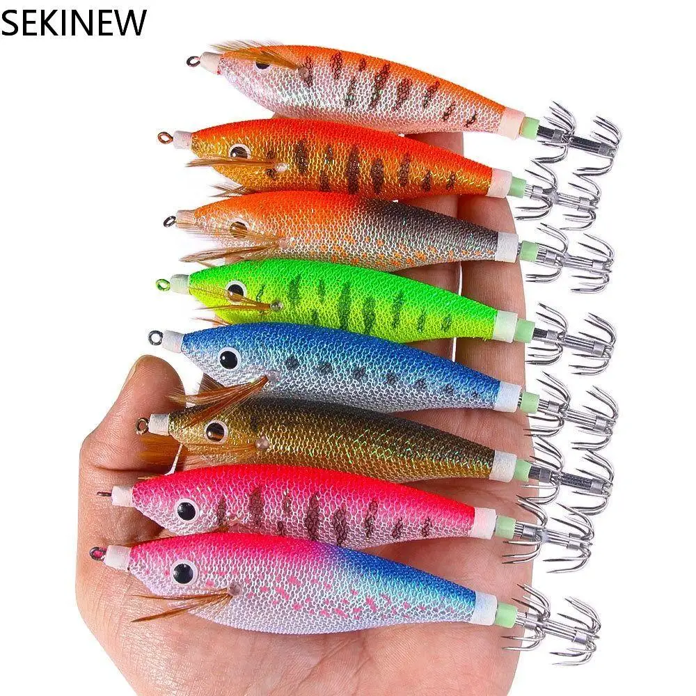 

Artificial Wood Shrimps Lures Fishing Gear Long Distance Simulation Luminous Squid Jig Luminous Octopus Lure Sea Fishing