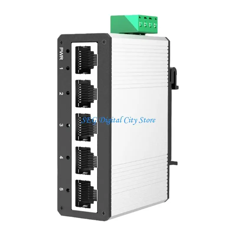 U75B Mini 5 Port Fast Ethernet Switcher For Industrial Use Wide Operating Temperature Metal Case DIN35 Mount