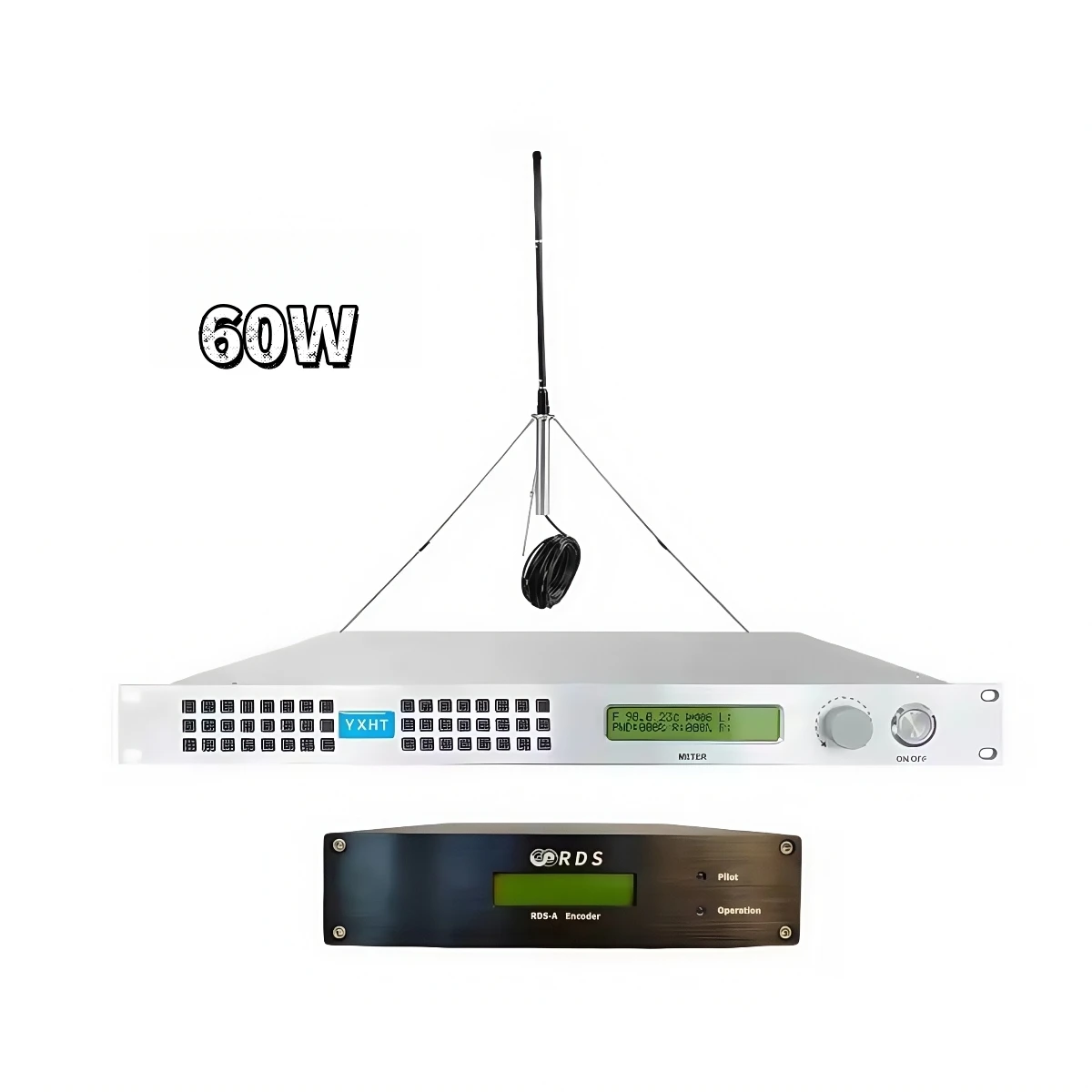 

YXHT-1, 60W FM Broadcast Transmitter+Antenna+Cable+RDS for Radio Station Radio Long Range