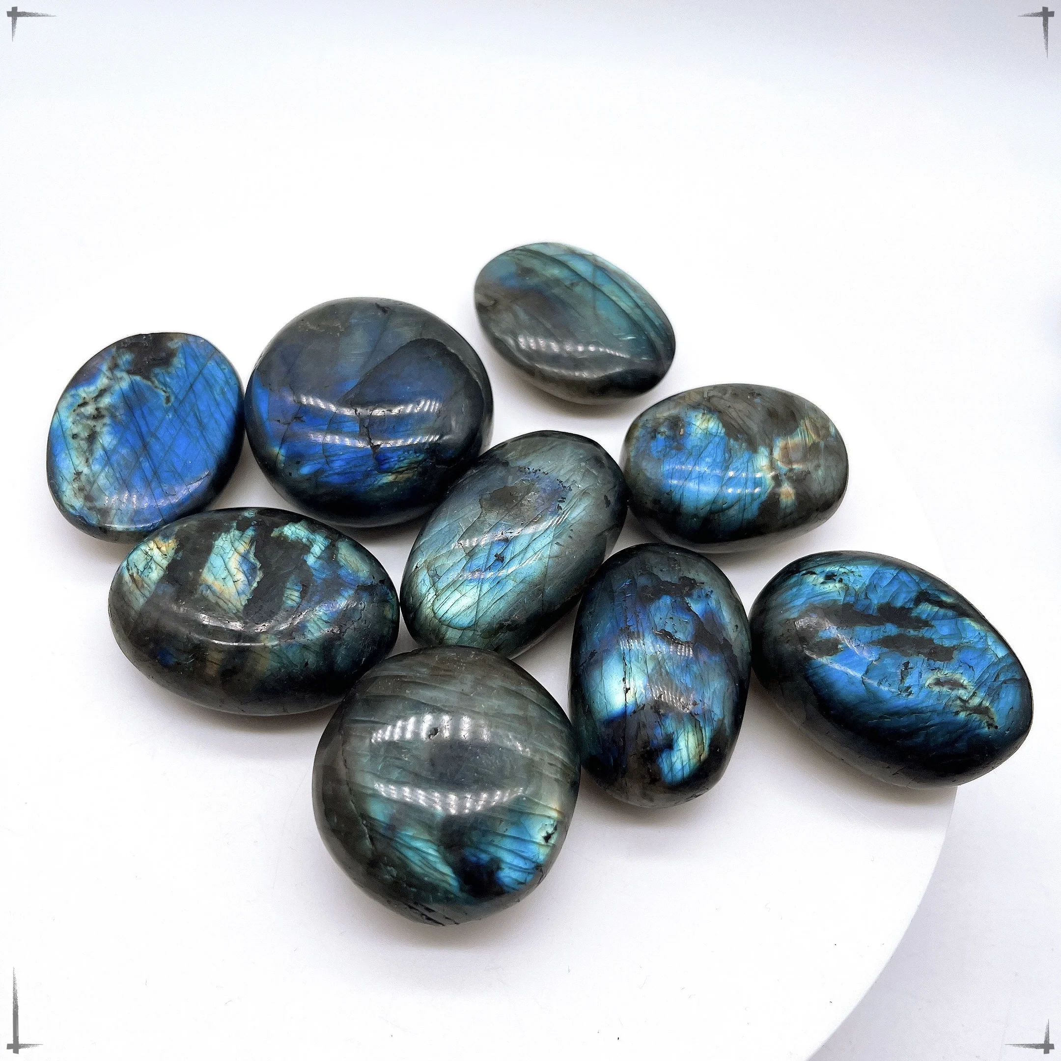 35-50MM Blue Flash Natural Tumbled Raw Natural Crystal Quartz Labradorite Palm Stone Crystal Reiki Healing Home Garden Decor