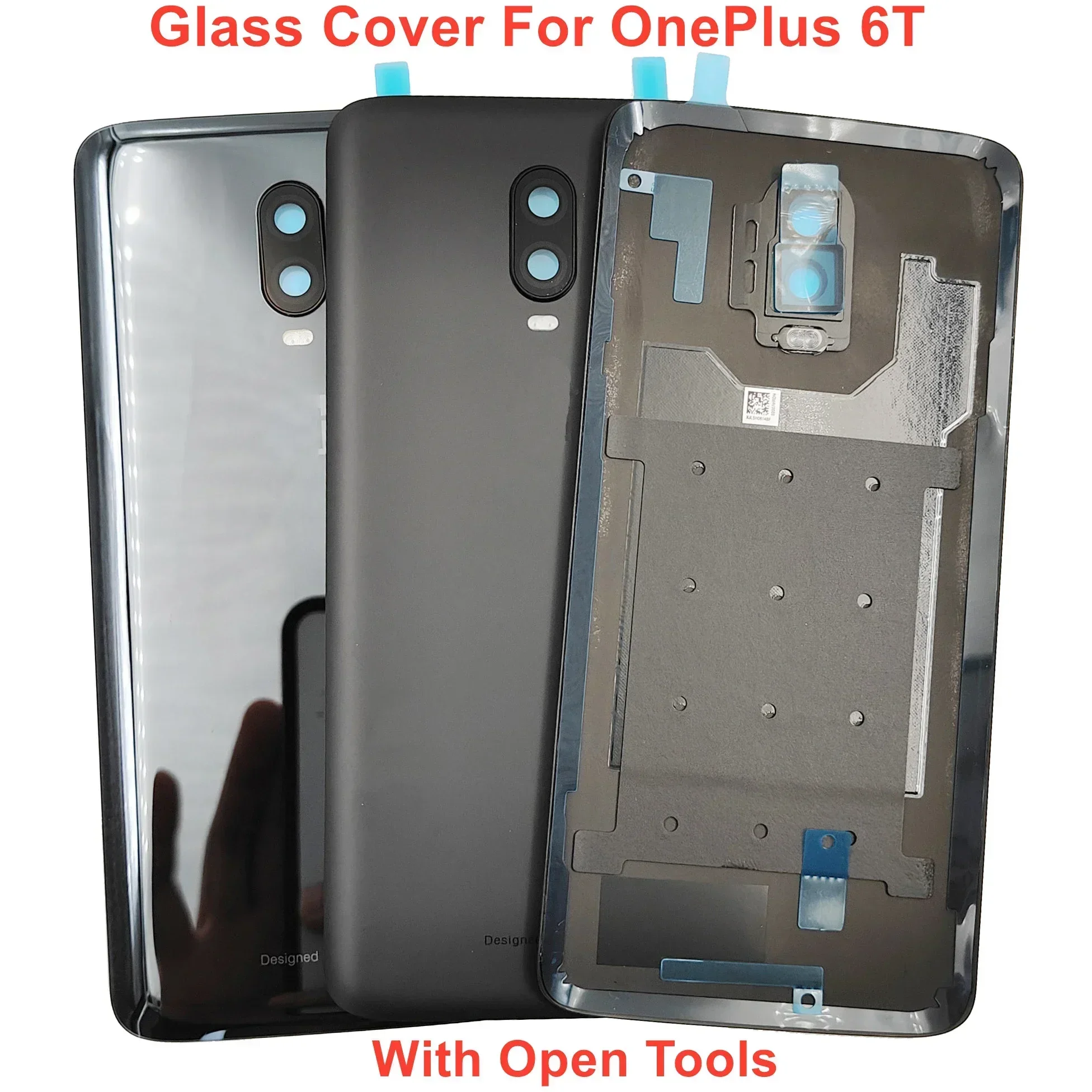 Glass Back Door Lid For OnePlus 6T Hard Battery Cover Rear Housing Panel Case With Camera Lens Flashlight Adhesive