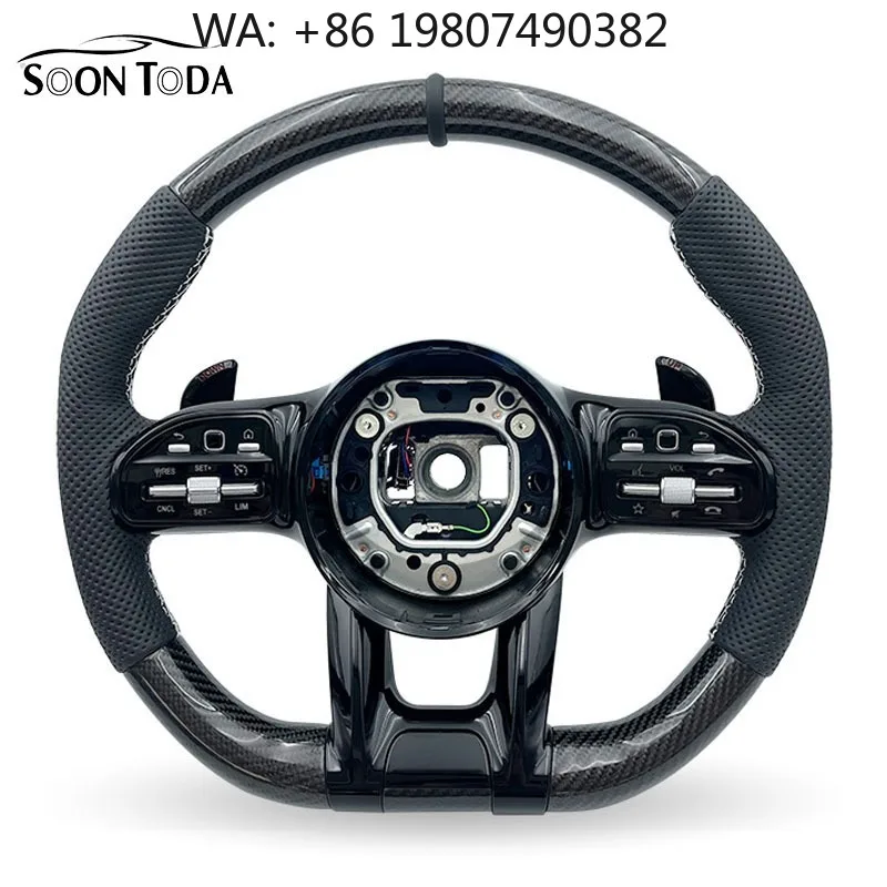 

Multimaterial Leather & PVC Custom Sport Steering Wheel, Aftermarket Replacement Parts For Multiple 2019 Vehicle Modification P
