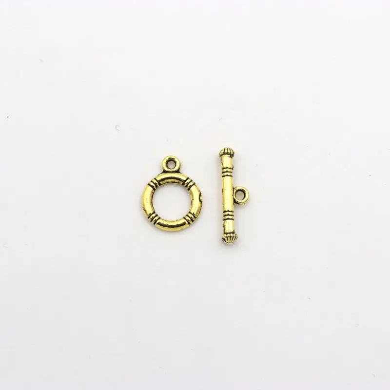 10 set Antique Gold Silver Color Bronze Stripe Round OT Clasps Toggle For Jewelry Making Diy Bracelet Needlework Accessories