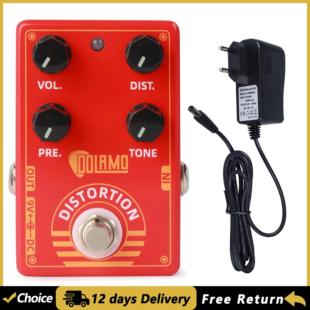 

Dolamo D-9 гитарная педаль эффектов с искажением, металлический корпус, гитарная педаль эффектов True Bypass, детали и аксессуары для электрогитары