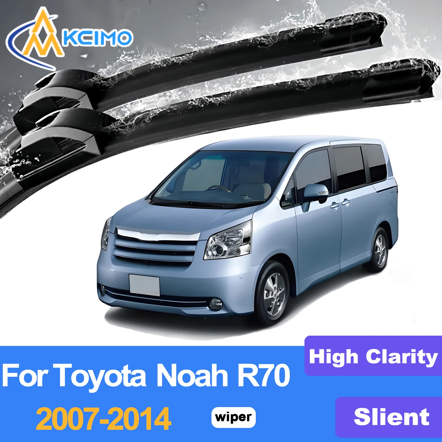 

KCIMO 2PCS Front Windshield Wiper Blades For Toyota Noah R70 2007-2014, Natural Rubber Material All Season Rain Snow Wipers
