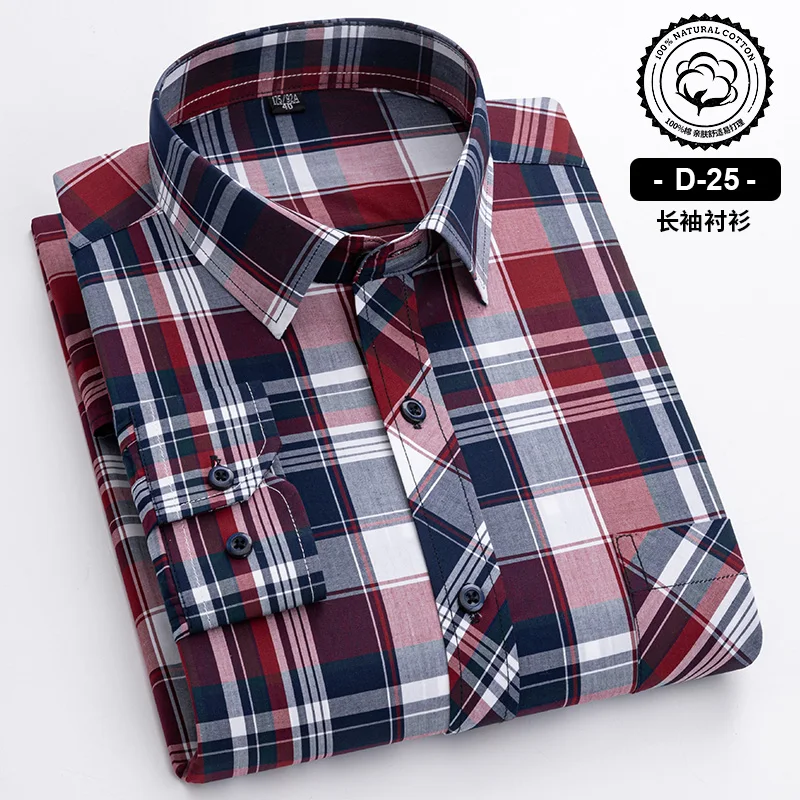 Plaid Long Sleeve shirts For Man Cotton Breast Pocket Regular Fit Young Boy Fashion Clothing Soft Colorful Check Casual Shirts