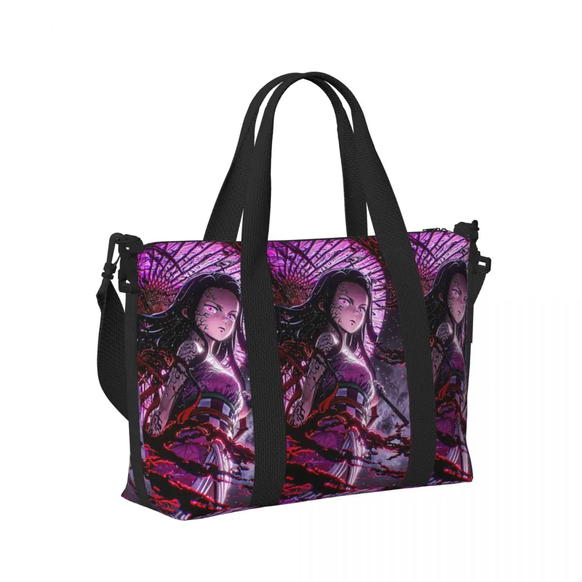 

Anime Demon Slayer Beach Travel Bag Large Capacity Tote Bags for Gym Yoga Women Shopping Duffle Shoulder Bag